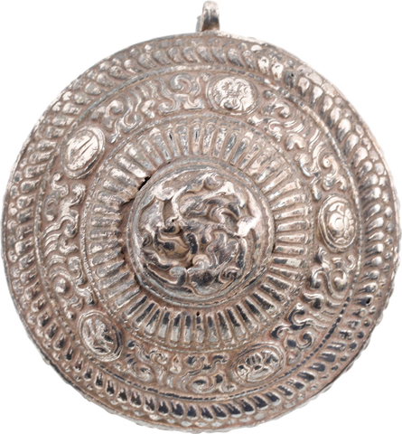 FINE TIBETAN SILVER LIME CONTAINER, 18TH-19TH CENTURY - Fagan Arms