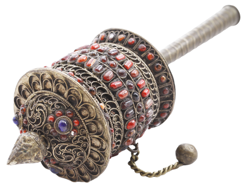 SUPERB STONE ENCRUSTED TIBETAN PRAYER WHEEL - Fagan Arms