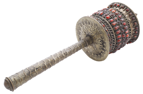 SUPERB STONE ENCRUSTED TIBETAN PRAYER WHEEL - Fagan Arms