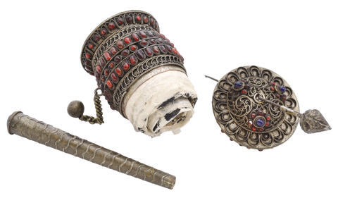 SUPERB STONE ENCRUSTED TIBETAN PRAYER WHEEL - Fagan Arms