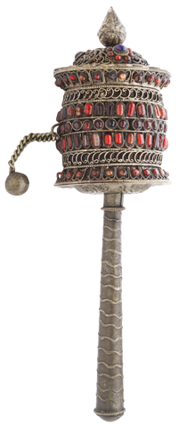 SUPERB STONE ENCRUSTED TIBETAN PRAYER WHEEL - Fagan Arms