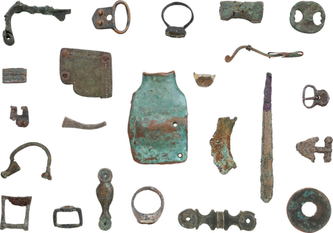 MIXED ANCIENT, MEDIEVAL AND LATER BRONZE ARTIFACTS, 100 AD - Fagan Arms