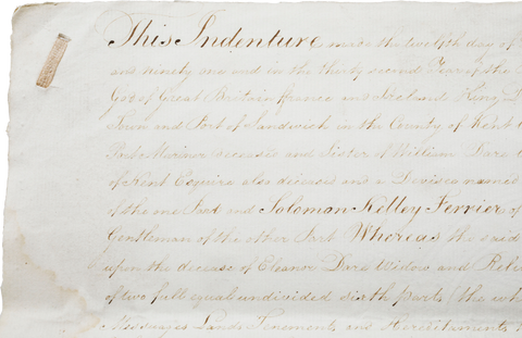 ENGLISH INDENTURE Dec 12, 1791 - Fagan Arms