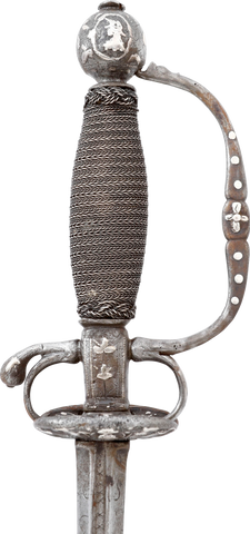 RARE EUROPEAN SILVER-ENCRUSTED TRANSITIONAL RAPIER FOR A BOY, C.1680-1700 - Fagan Arms