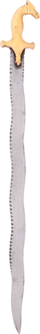INDOPERSIAN HORSE HEAD SHAMSHIR WITH FLAMBERGE BLADE, 18th-19th CENTURY - Fagan Arms