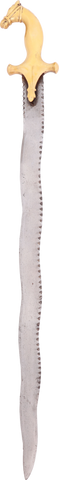 INDOPERSIAN HORSE HEAD SHAMSHIR WITH FLAMBERGE BLADE, 18th-19th CENTURY - Fagan Arms