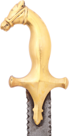 INDOPERSIAN HORSE HEAD SHAMSHIR WITH FLAMBERGE BLADE, 18th-19th CENTURY - Fagan Arms