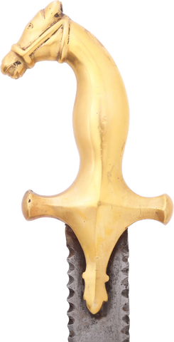 INDOPERSIAN HORSE HEAD SHAMSHIR WITH FLAMBERGE BLADE, 18th-19th CENTURY - Fagan Arms