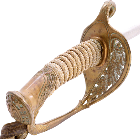 US M.1852 NAVAL OFFICER’S SWORD WITH ITS SCABBARD AND WAIST BELT - The History Gift Store