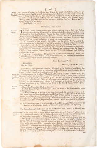 ACTUAL PAGE PRINTED BY BENJAMIN FRANKLIN IN 1752 - Fagan Arms