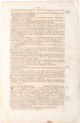 ACTUAL PAGE PRINTED BY BENJAMIN FRANKLIN IN 1752 - Fagan Arms