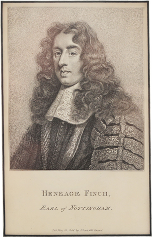 ENGLISH PRINT (INTAGLIO) Heneage Finch - Fagan Arms