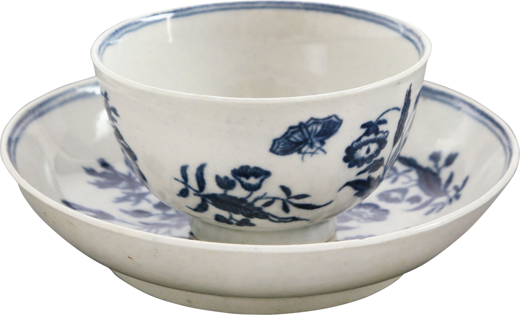 ENGLISH EXPORT PORCELAIN TEA BOWL AND UNDER BOWL, DR. WALL PERIOD, C.1770-83 - The History Gift Store