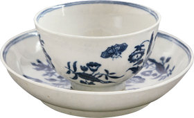 ENGLISH EXPORT PORCELAIN TEA BOWL AND UNDER BOWL, DR. WALL PERIOD, C.1770-83 - The History Gift Store
