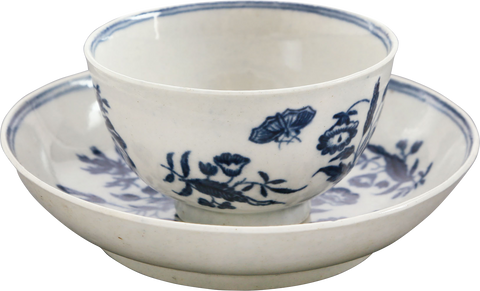 ENGLISH EXPORT PORCELAIN TEA BOWL AND UNDER BOWL, DR. WALL PERIOD, C.1770-83 - The History Gift Store