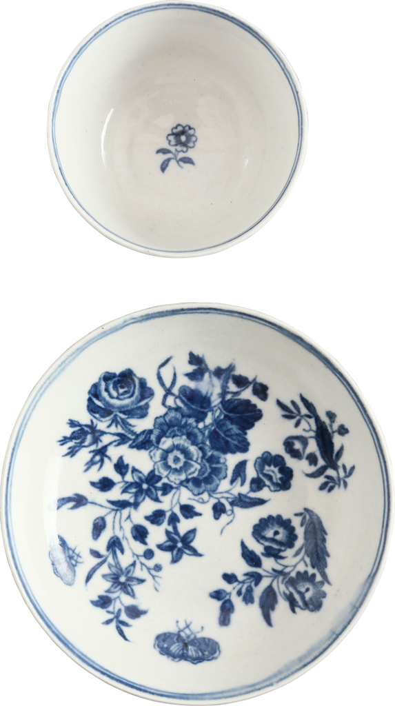 ENGLISH EXPORT PORCELAIN TEA BOWL AND UNDER BOWL, DR. WALL PERIOD, C.1770-83 - The History Gift Store