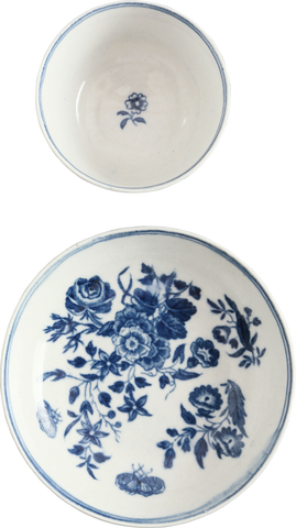 ENGLISH EXPORT PORCELAIN TEA BOWL AND UNDER BOWL, DR. WALL PERIOD, C.1770-83 - The History Gift Store
