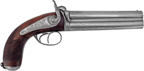 A FINE FRENCH OVER AND UNDER PERCUSSION PISTOL BY F.P. CARON PARIS 1852-74 GUNMAKER TO NAPOLEON III - Fagan Arms