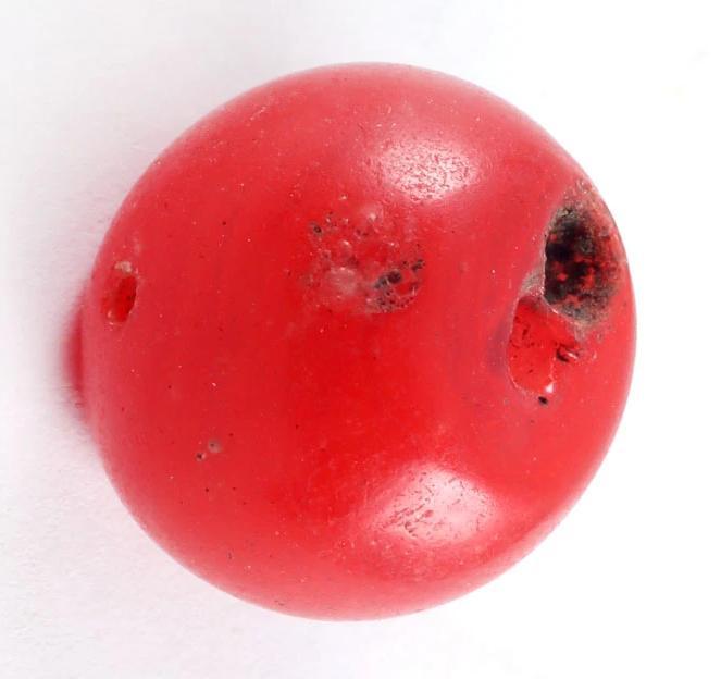 VIKING RED GLASS BEAD 9TH-11TH CENTURY AD - History Gift 