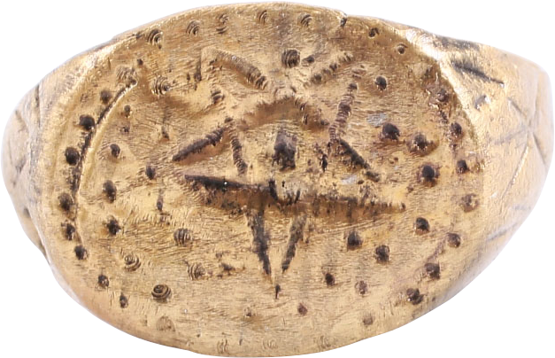 MEDIEVAL SORCERER'S PENTAGRAM RING, C.500-900 AD, SIZE 10 å? - Fagan Arms