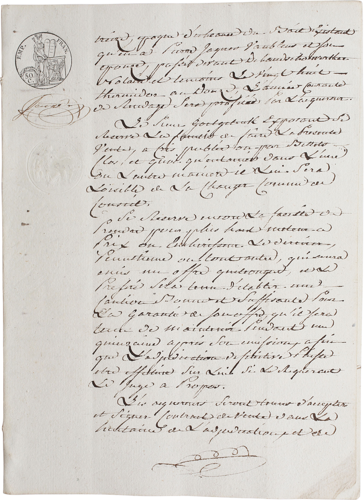 NAPOLEONIC FRENCH LEGAL DOCUMENT - Fagan Arms