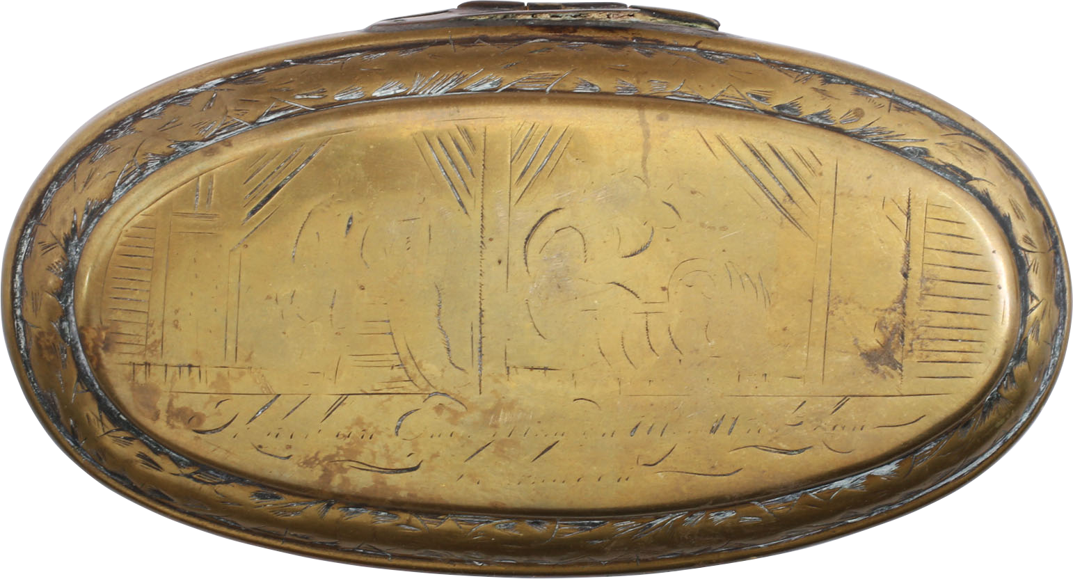 dutch tobacco box 18th Century - Antique - Copper and Brass - Dutch Landscape 18th Century Dutch Copper Tobacco