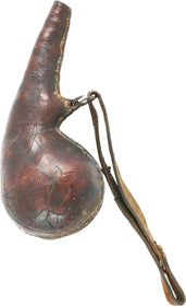 INDOPERSIAN HIDE POWDER FLASK FOR MATCHLOCK MUSKET - The History Gift Store