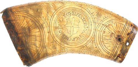 Saxon German Flattened Horn Powder Flask - The History Gift Store