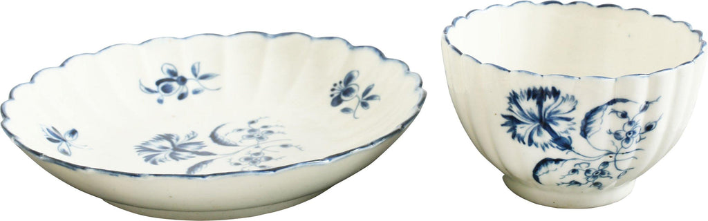 WORCESTER TEA BOWL AND UNDER BOWL C.1770. - The History Gift Store