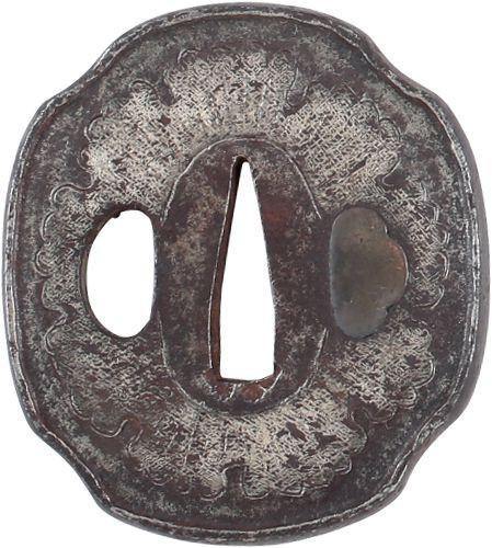 Indented Oval Form Iron Tsuba - The History Gift Store