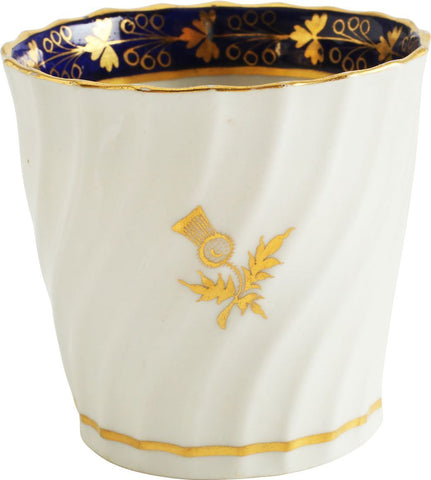 RARE SCOTTISH MOTIF FIRST PERIOD WORCESTER COFFEE CUP AND SAUCER, C.1770 - The History Gift Store